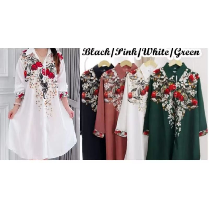 TUNIK WANITA PRINTING BUNGA KOREA