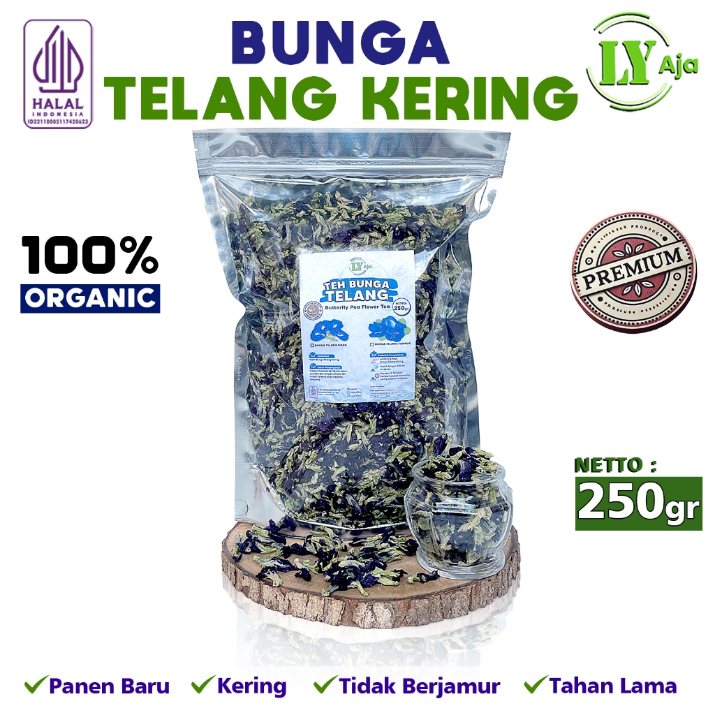 

Teh Bunga Telang Kering 250 gram LY Aja Butterfly Pea Organik Tumpuk Premium gr