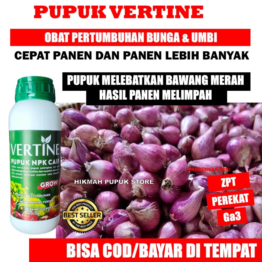 VERTINE GROW - Nutrisi Akar Tanaman Percepat Pertumbuhan Sayuran Bawang Merah Pupuk Bawang Merah Bia
