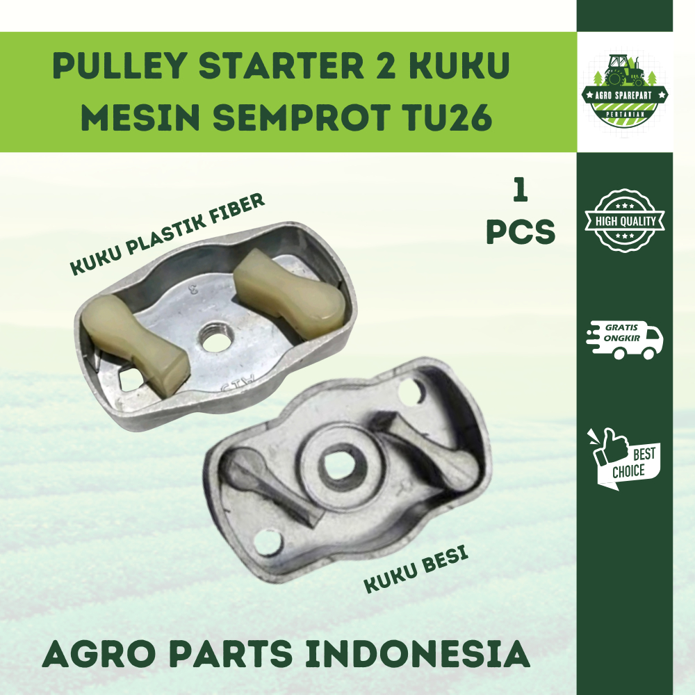 Pully Starter Double Pawl TU26 Mangkok Tarikan Engkol Dobel 2 Kuku Plastik Besi Puli Pulley Stater M