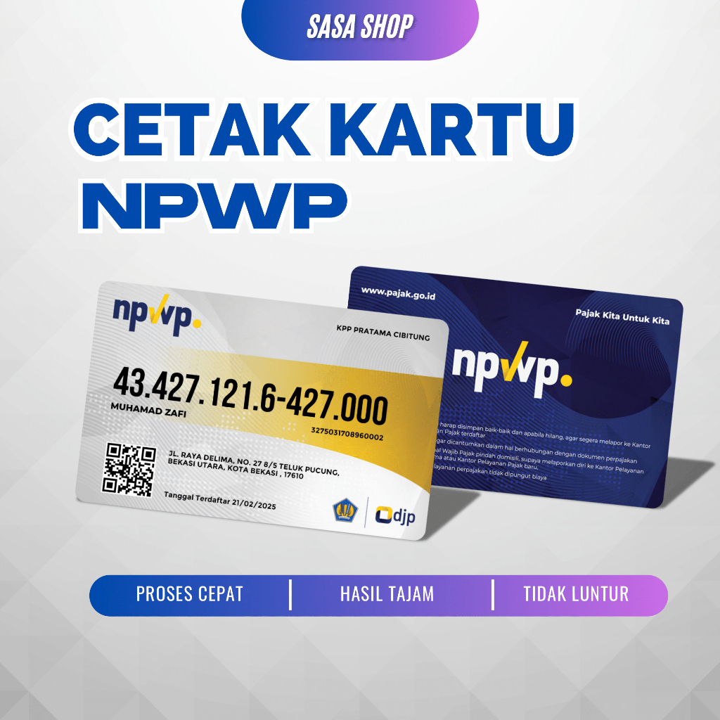 

Cetak Kartu NPWP berbahan PVC tebal - tanpa minimal order