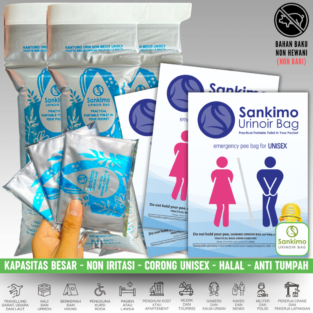 Kantong urine SANKIMO 3 Pcs kapasitas besar 880 cc/pcs