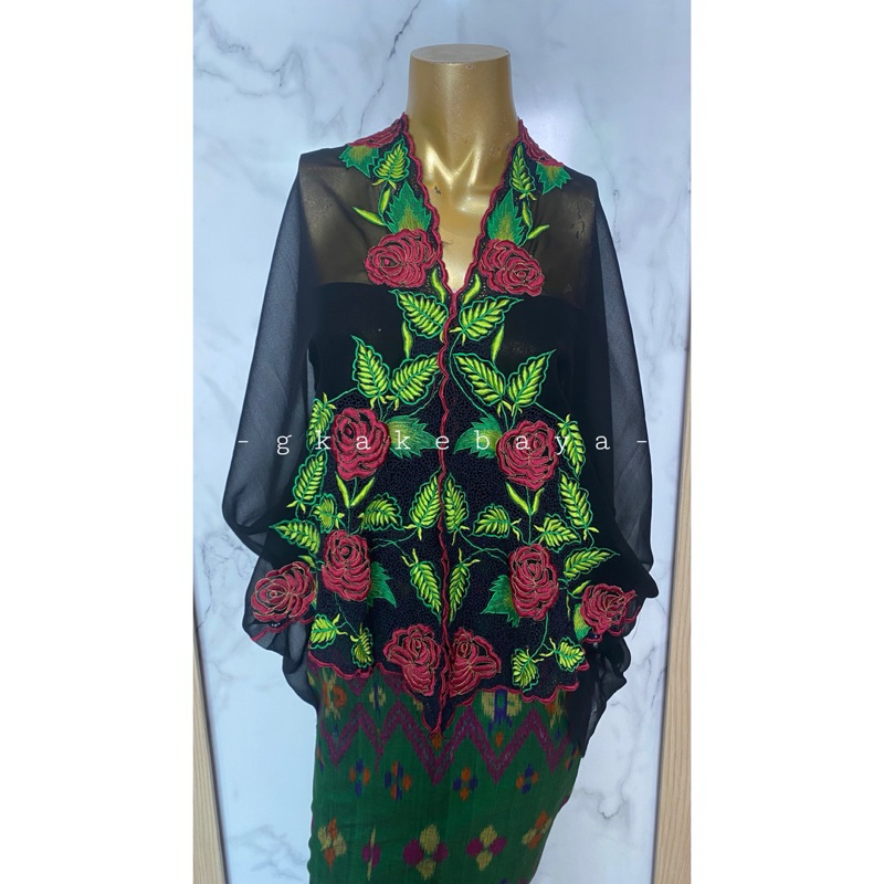 KEBAYA BORDIR BUNGA HITAM / KAIN KEBAYA / KEBAYA BALI