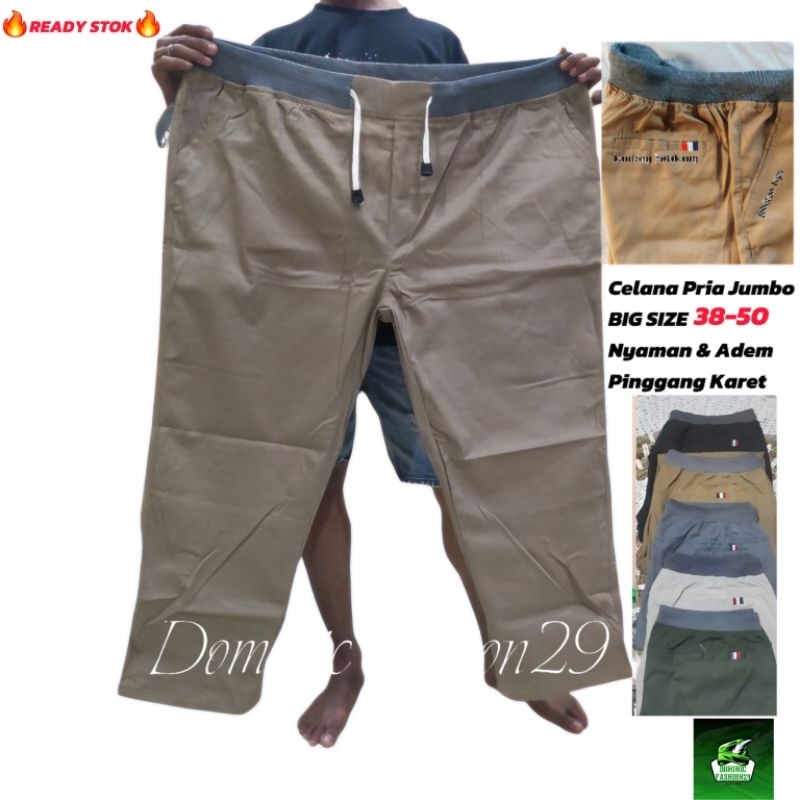 Celana Panjang Pria jumbo Big size  Chino Pinggang karet