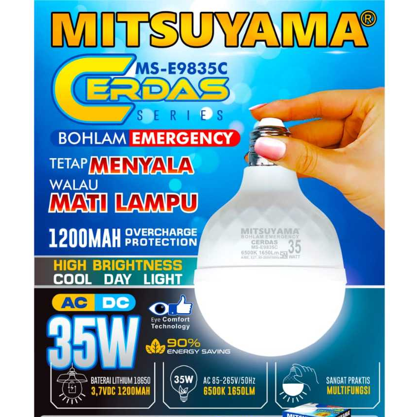 Bohlam 35W LED Lampu Emergency Mitsuyama MS-E9835C Cerdas Series Bulb