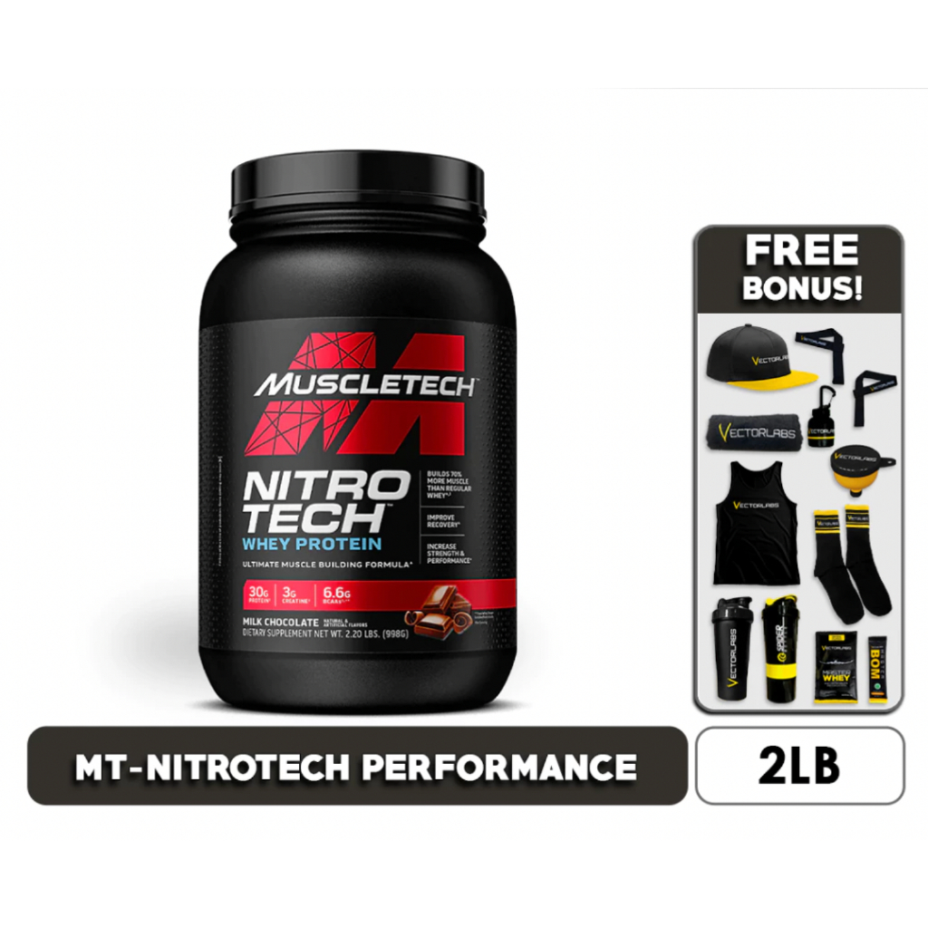 MUSCLETECH NITROTECH PERFORMANCE WHEY PROTEIN 2 LB LBS - MUSCLE BUILDING FITNESS SUPPLEMENT NITRO TE
