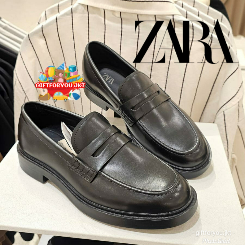 Zara Sepatu Pria Mokasin Formal Sadel Pantofel Loafers Shoes Man Hitam Cokelat Black Brown Office Ke