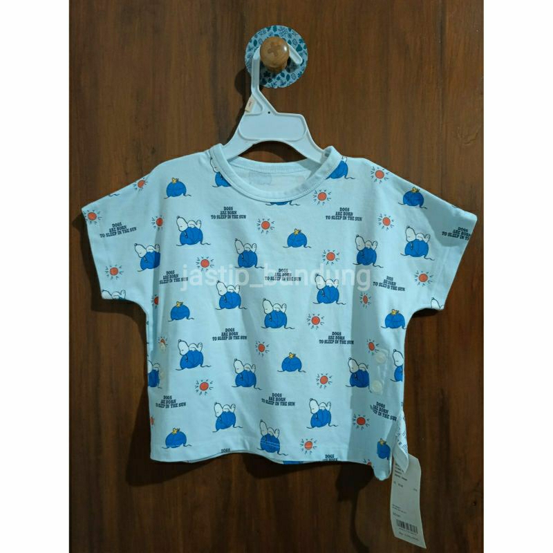 Unilqlo Baby Piyama Dry Peanuts Lengan Pendek Blue / Uniqlo Tshirt Peanuts