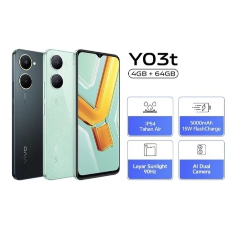 HP Vivo Y03t Ram 4GB/64GB - hp bergaransi resmi - hp model terbaru - hp viral - hp termurah - hp tah