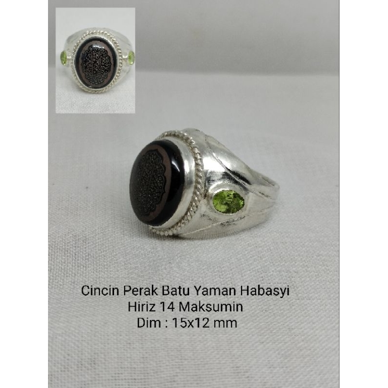 Cincin Perak Batu Akik Yaman Habasyi Hiriz 14 Maksumin
