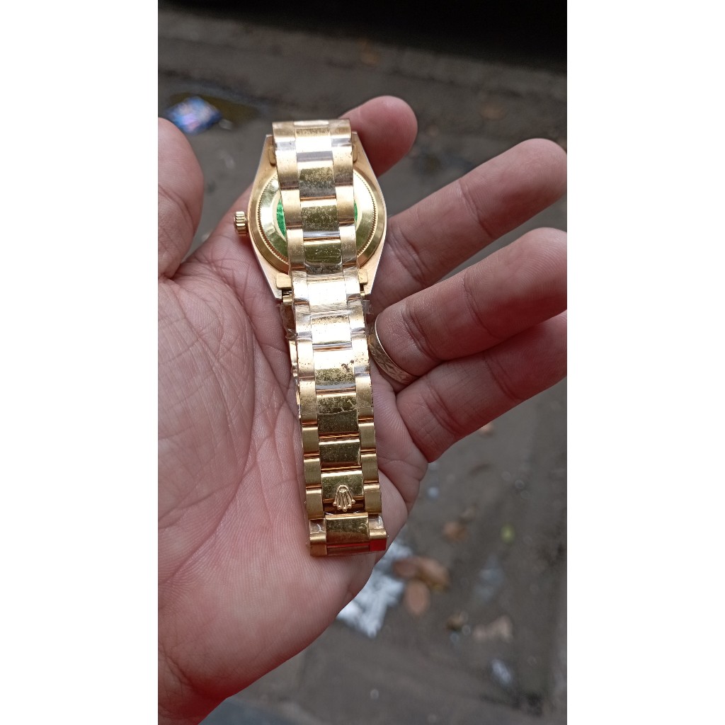 jam tangan pria vintage otomatis gold water resist klasik ex gold