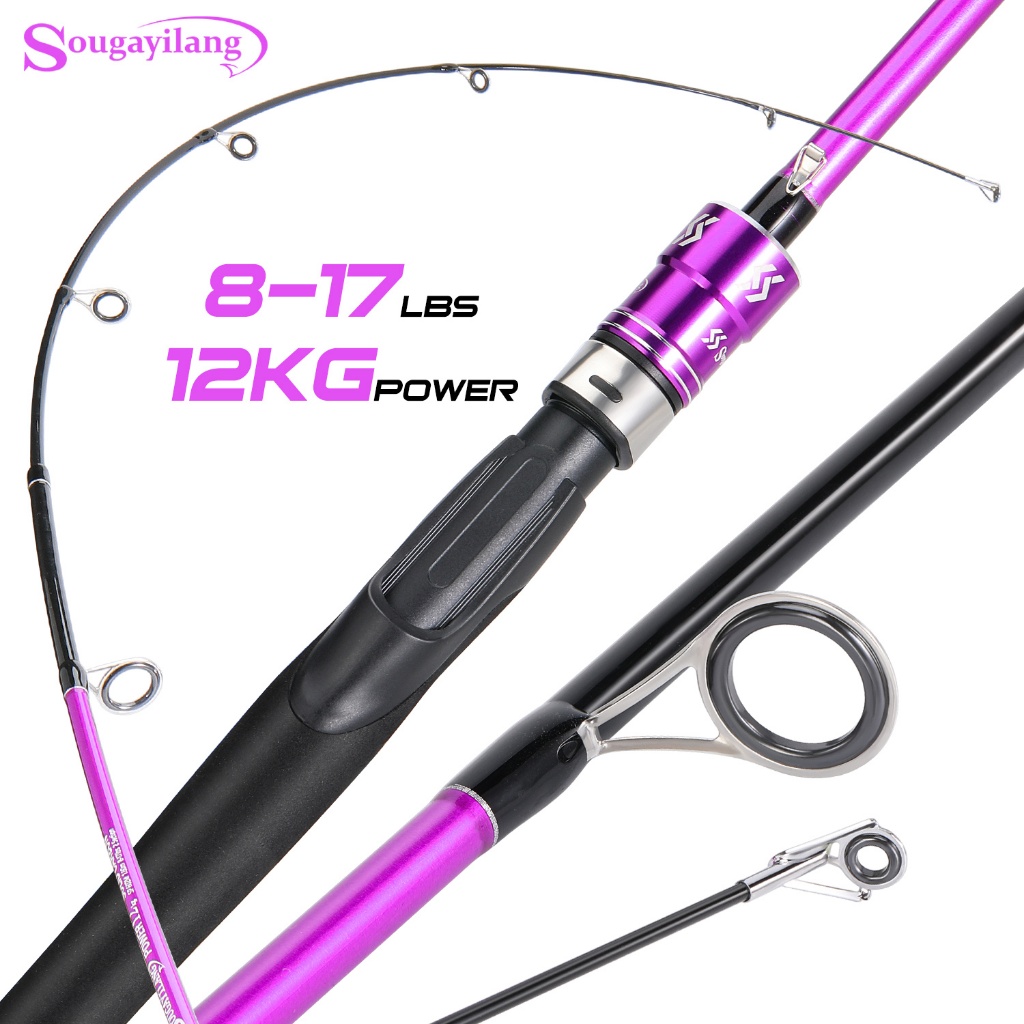 Sougayilang Tongket pancing 1.8 M Joran Pancing Berputar Portabel 2 Bagian Joran Pancing Serat Karbo