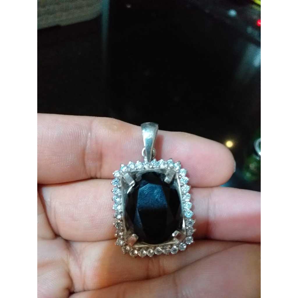 Liontin Batu Satam / Batu Meteor Ring Perak - Natural / Asli Belitung