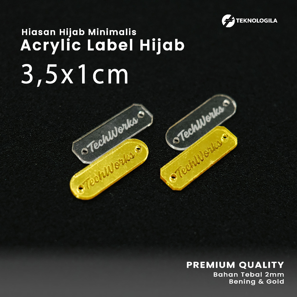 [Premium] Label Hijab Akrilik 3,5x1 cm
