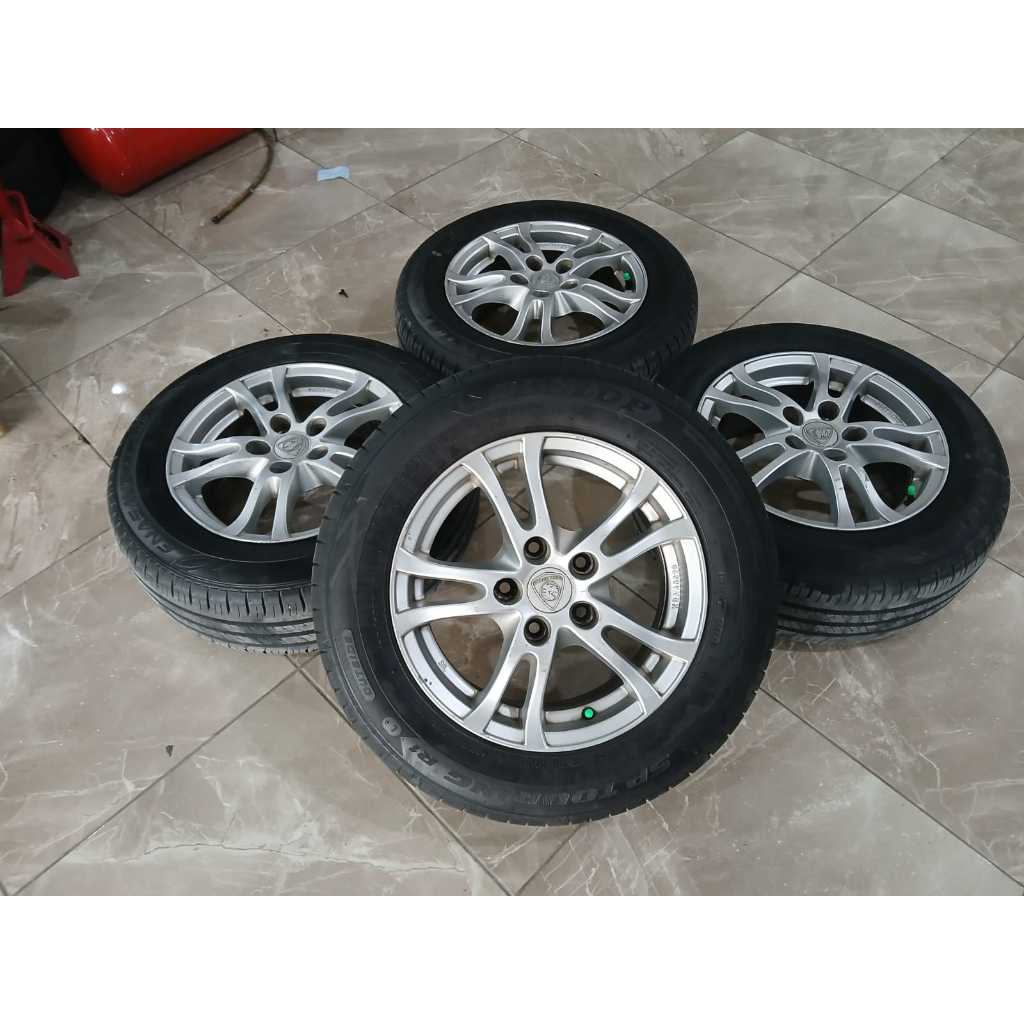Pelek original bawaan mobil proton exora ring 15 lubang baut 5x114 plus ban