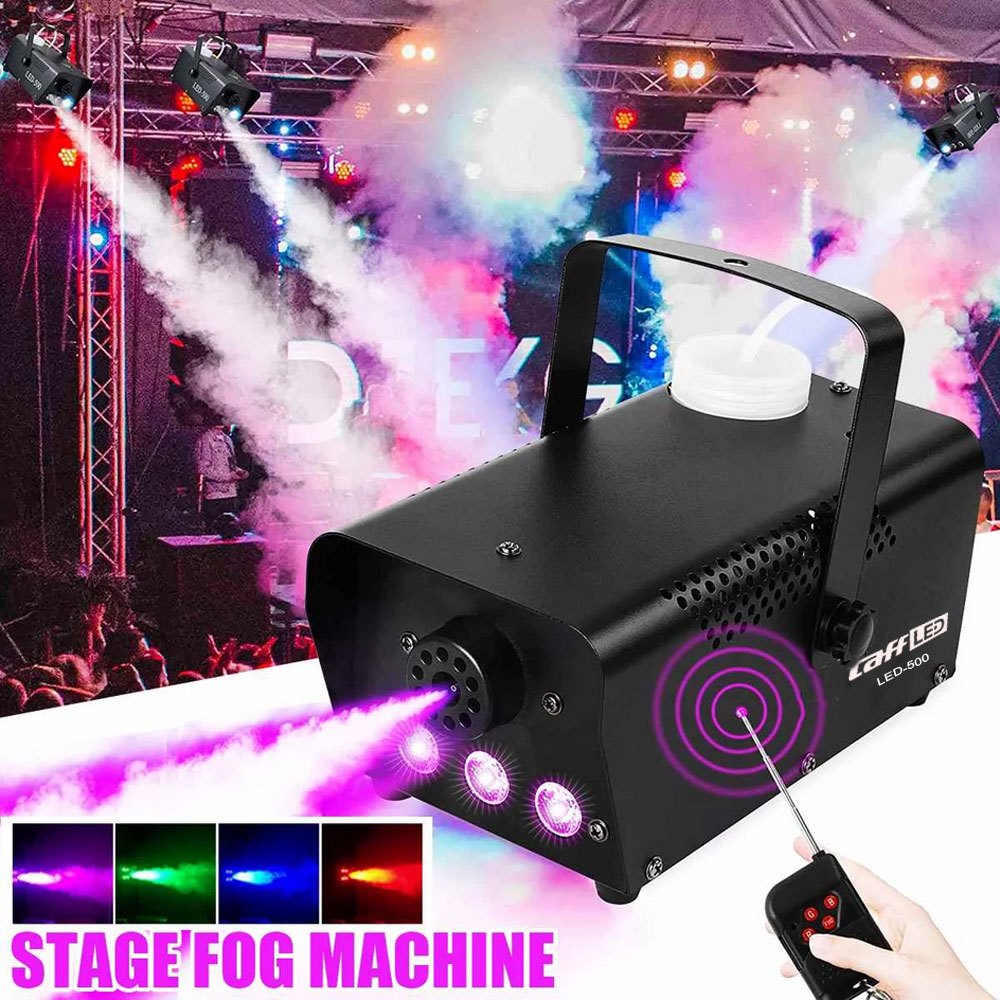Mesin Asap Panggung 500W RGB / Portable Asap Panggung Lampu Sorot Panggung Alat Fogging Fogger