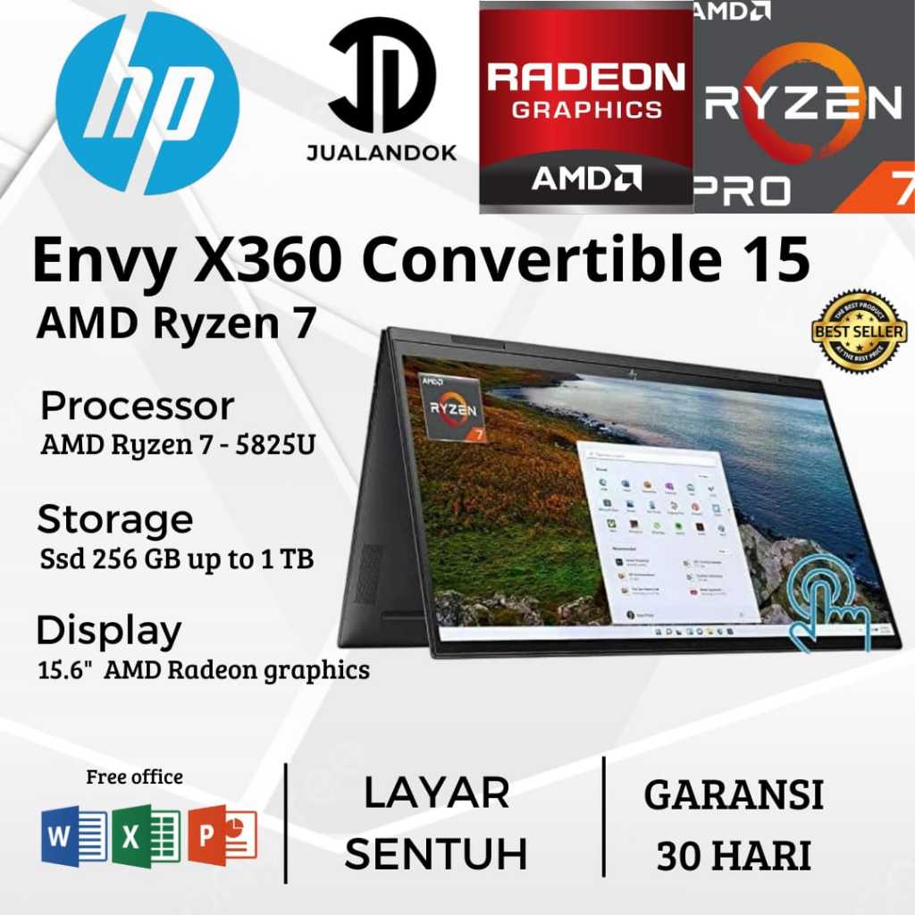 Laptop HP ENVY X360 Convertible 15 AMD Ryzen 7 5825 - RAM 16GB - 1TB - 15 inch - TouchScreen - Windo