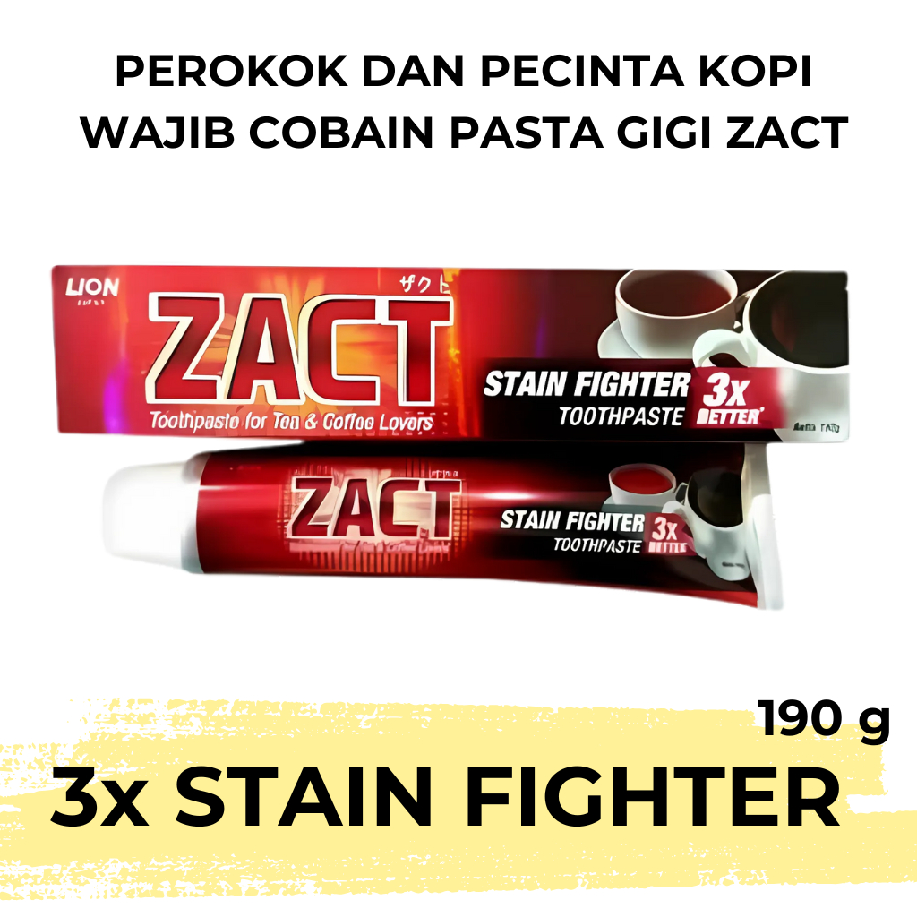 Zact Stain Fighter Pasta Gigi 190 gr hilangkan noda kopi dan perokok di gigi