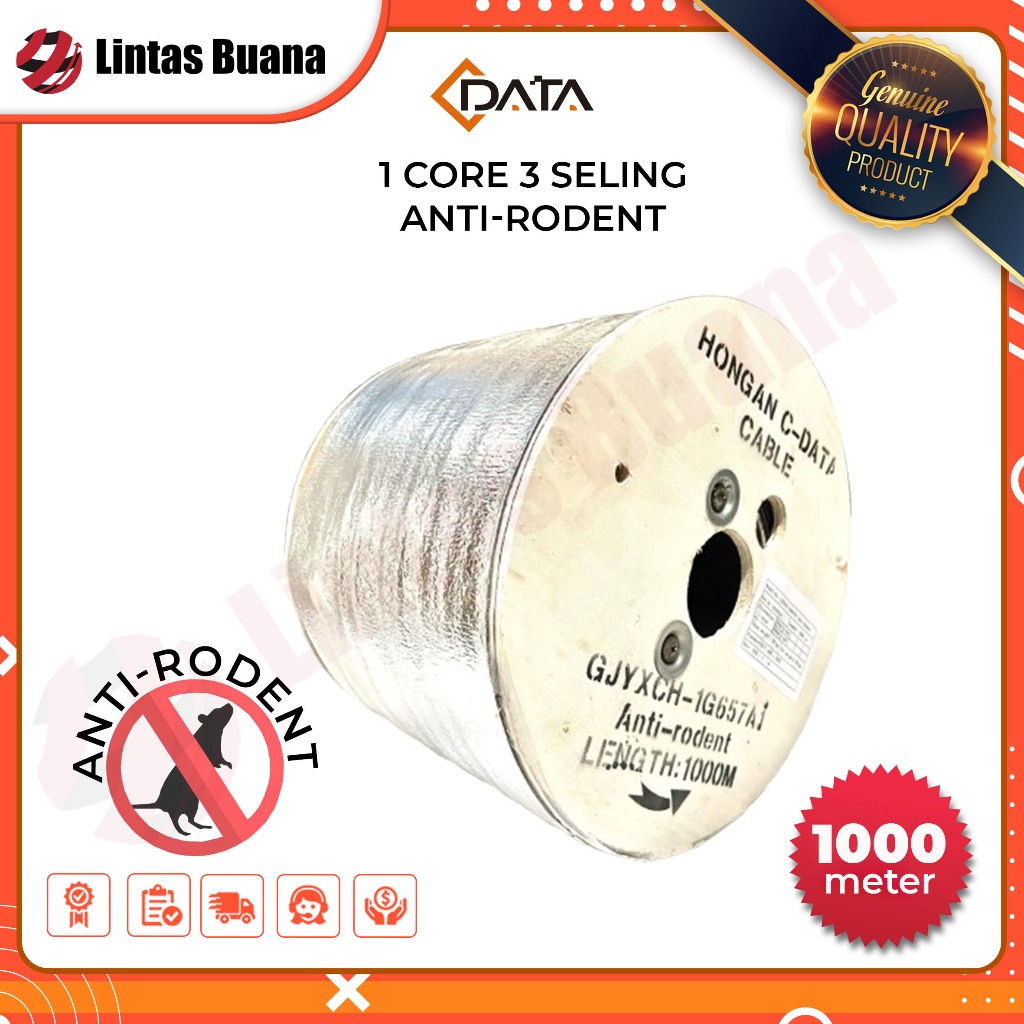 C-DATA Kabel Dropcore 1 core 3 seling 1000 meter ANTIRODENT CDATA Fiber Optic 1km