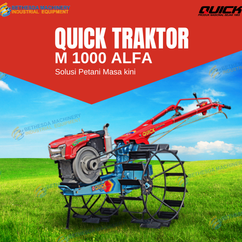 Hand Traktor QUICK M 1000 Lengkap Diesel Kubota RD 85 DI-2S