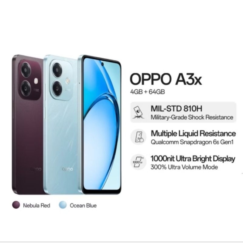HP OPPO A3X Ram 4GB/64GB - 6/128GB - hp bergaransi resmi - hp model terbaru - hp viral - hp termurah