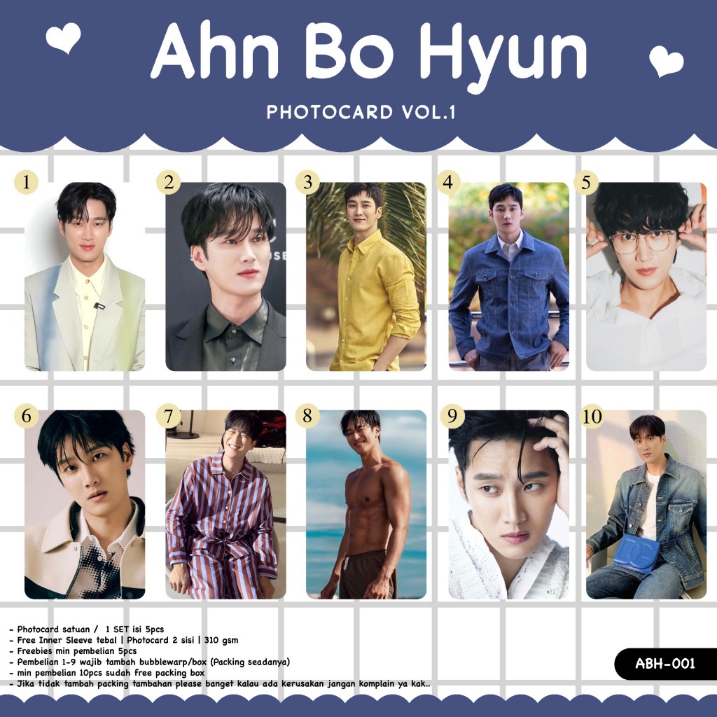 (PC) PHOTOCARD AKTOR AHN BO HYUN VOL.1 UNOFFICIAL BAHAN TEBAL LAMINASI GLOSSY DEPAN BELAKANG PHOTOCA