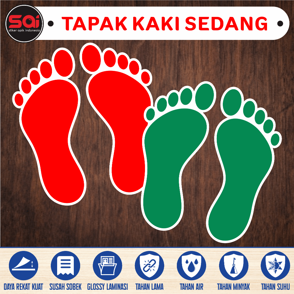 

stiker TELAPAK KECIL SEDANG / TAPAK KAKI TANGGA - LANTAI laminasi glossy