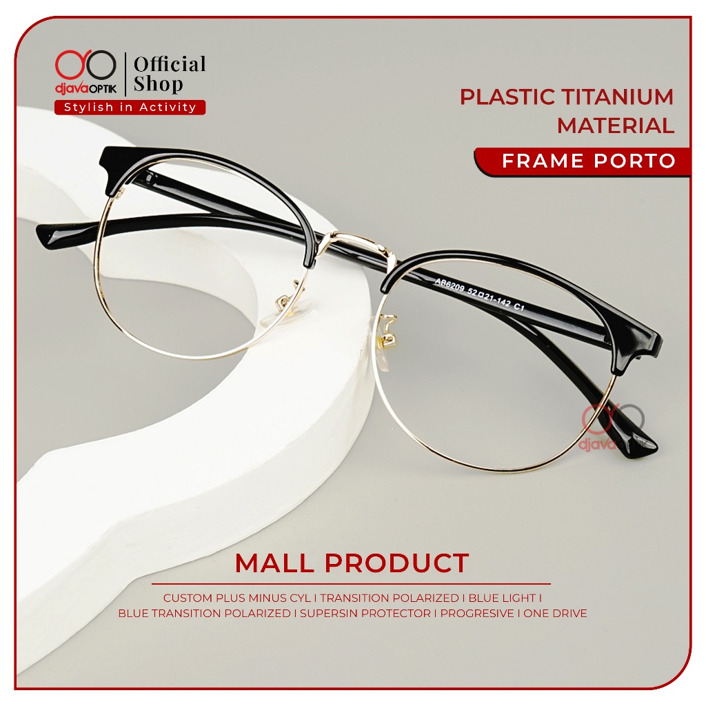 DJAVA OPTIK - Frame Porto - Kacamata Oval Mall Khusus Minus -4,25 s/d -6,00