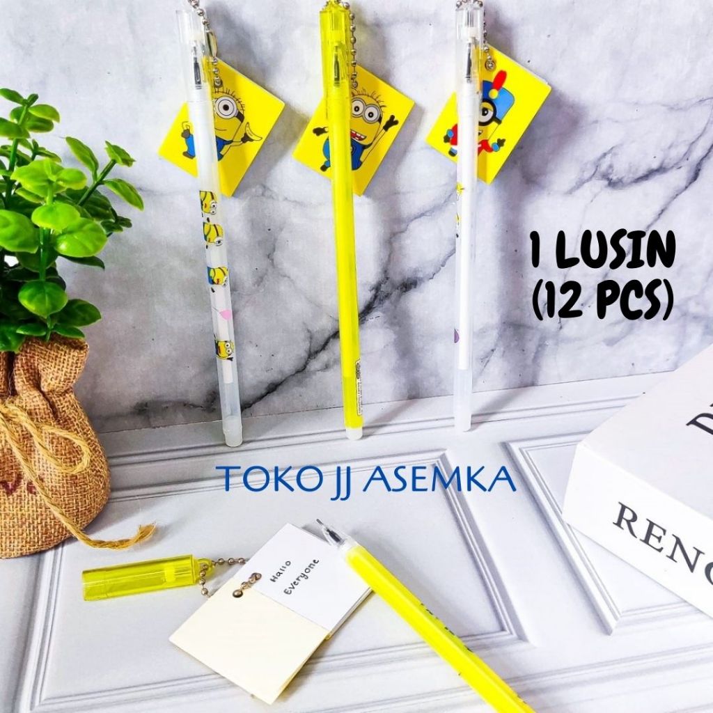 

1 LUSIN (12 PCS) PULPEN MURAH GANTUNGAN BUKU MINION KUNING BANANA YELLOW BOLPEN PULPEN PENA MURAH
