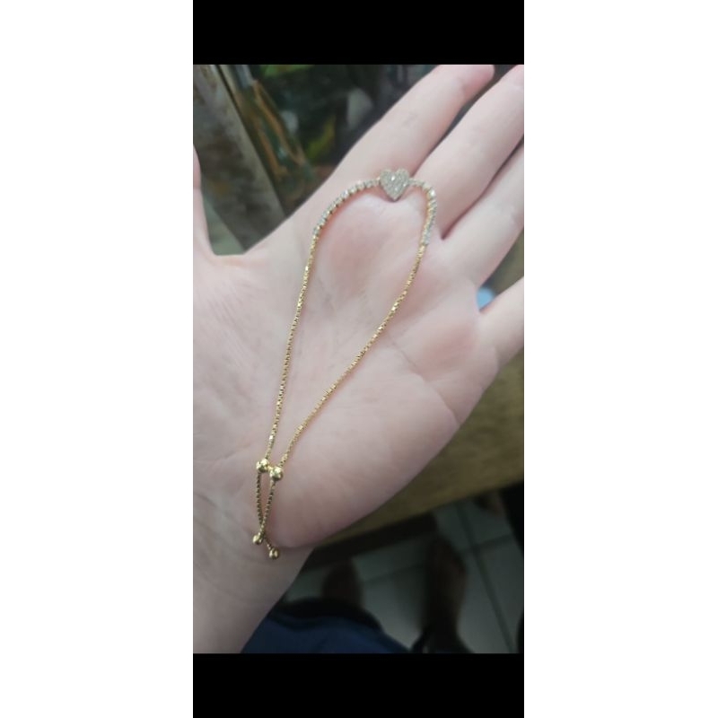 gelang serut bola pentol permata putih emas asli 375 8k besar kecil