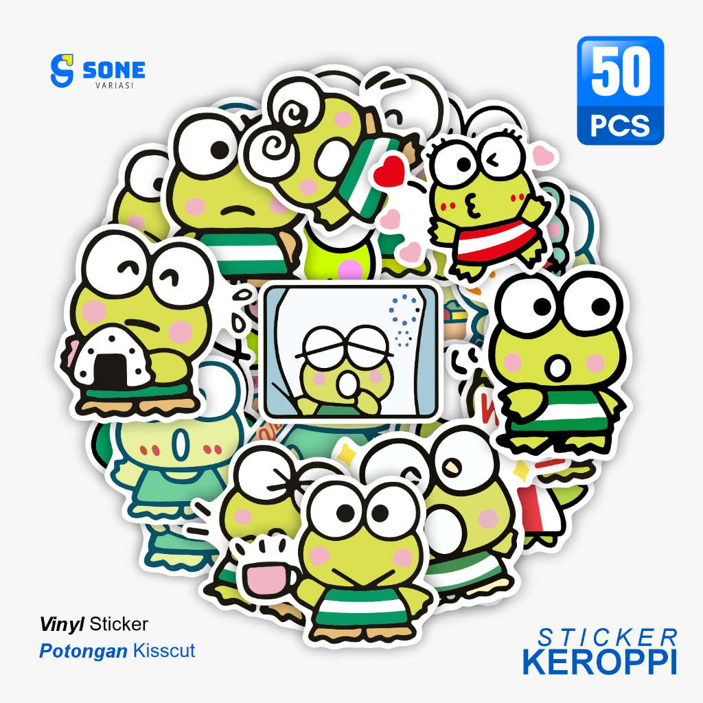 Sticker Pack  KEROPPI / Stiker kartun Animasi Paper Vinyl Deco Buku Jurnal Tumbler Laptop Aesthetic