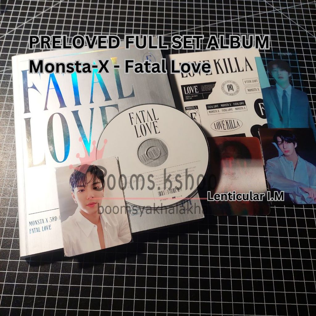 FULL SET PRELOVED ALBUM MONSTA-X FATAL LOVE UNSEALED CD PHOTOBOOK PHOTOCARD PHOTO CARD LENTICULAR LE