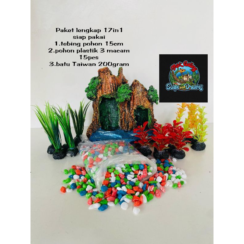 PROMO Hiasan Aquarium Aksesoris Aquarium Dekorasi Aquarium Paket Lengkap 17in1 Murah