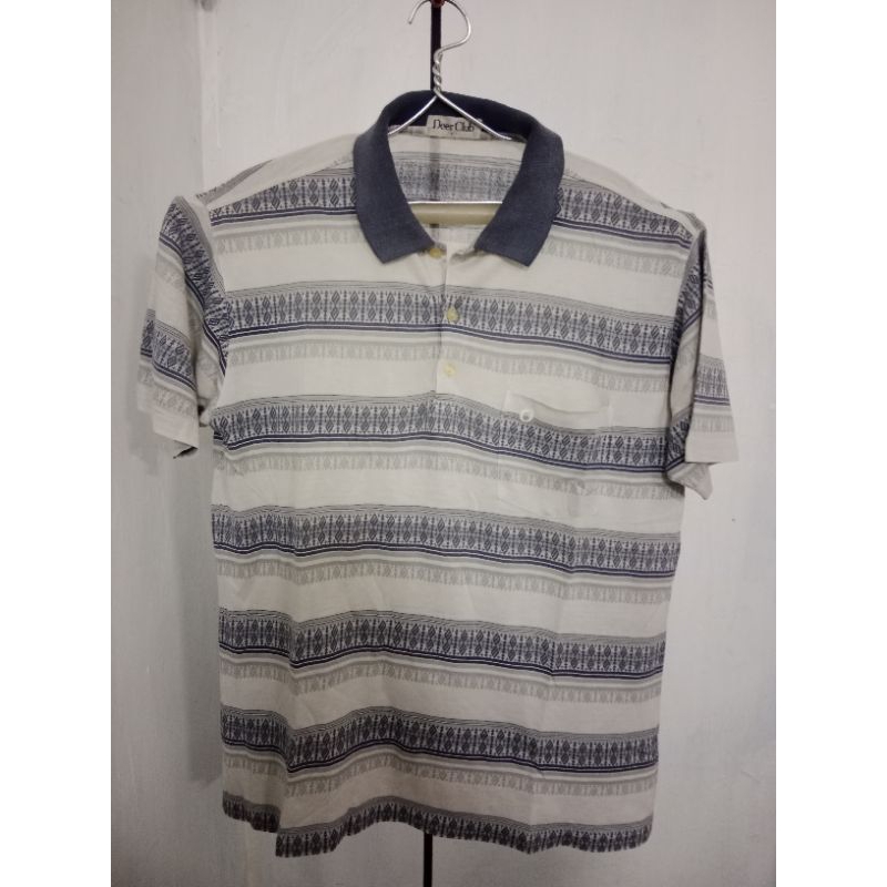 Kaos pria berkerah lengan pendek motif abu abu