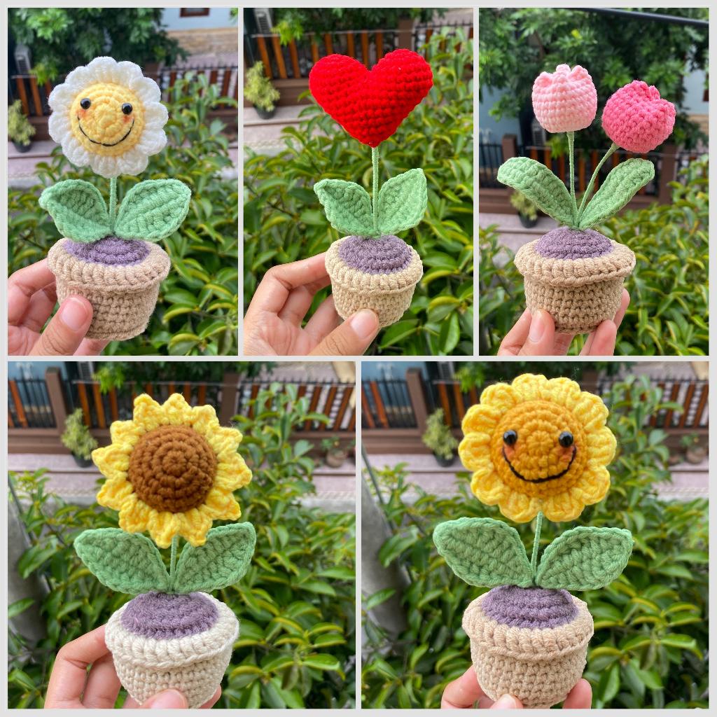 Pot bunga rajut/ bunga rajut/ kado/ boneka/ boneka rajut