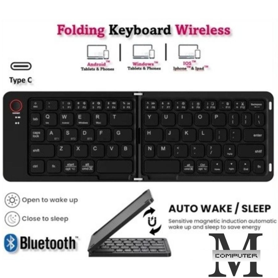 Wireless Keyboard Foldable Rechargeable / Keyboard Lipat Wireless Bluetooth / Wireless Bluetooth Key