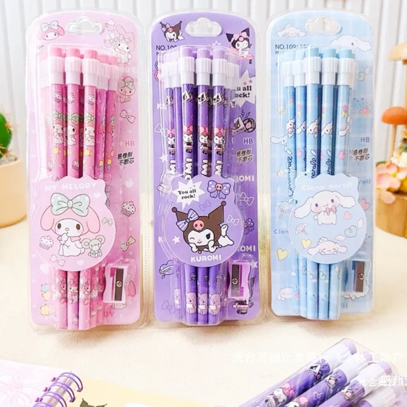 

Pensil Set isi 12pcs Sanrio Lilo Stich Astronot Robot + Rautan -MAY251