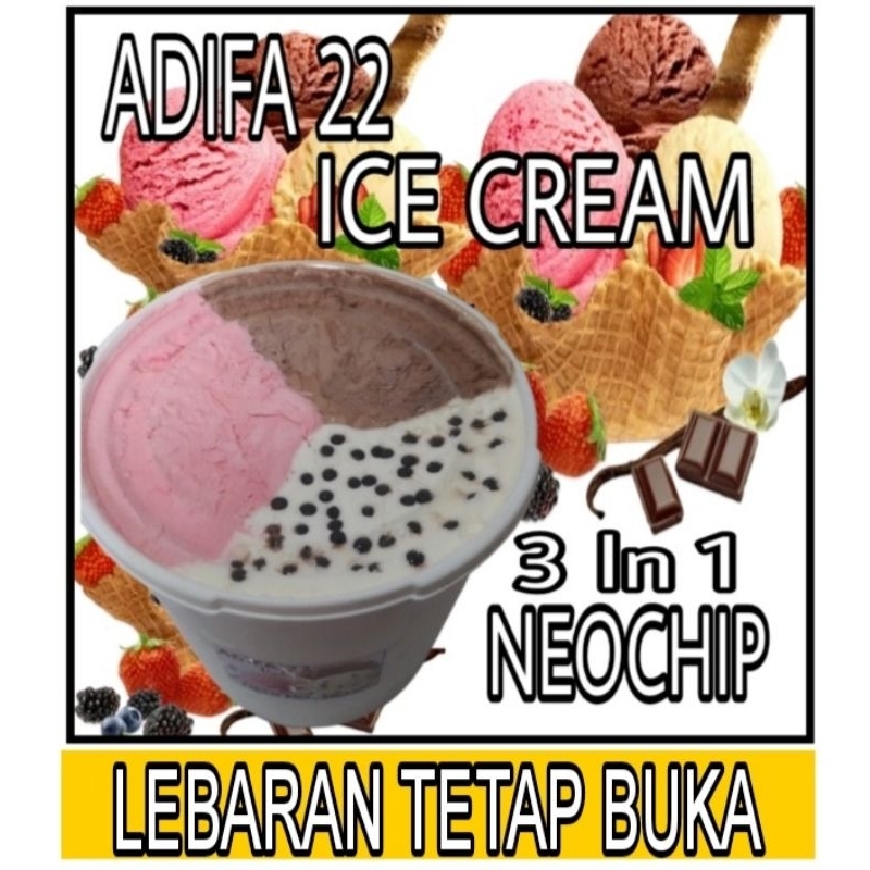 

Ice cream 8 liter 3 rasa chocochip Adifa Ice Cream