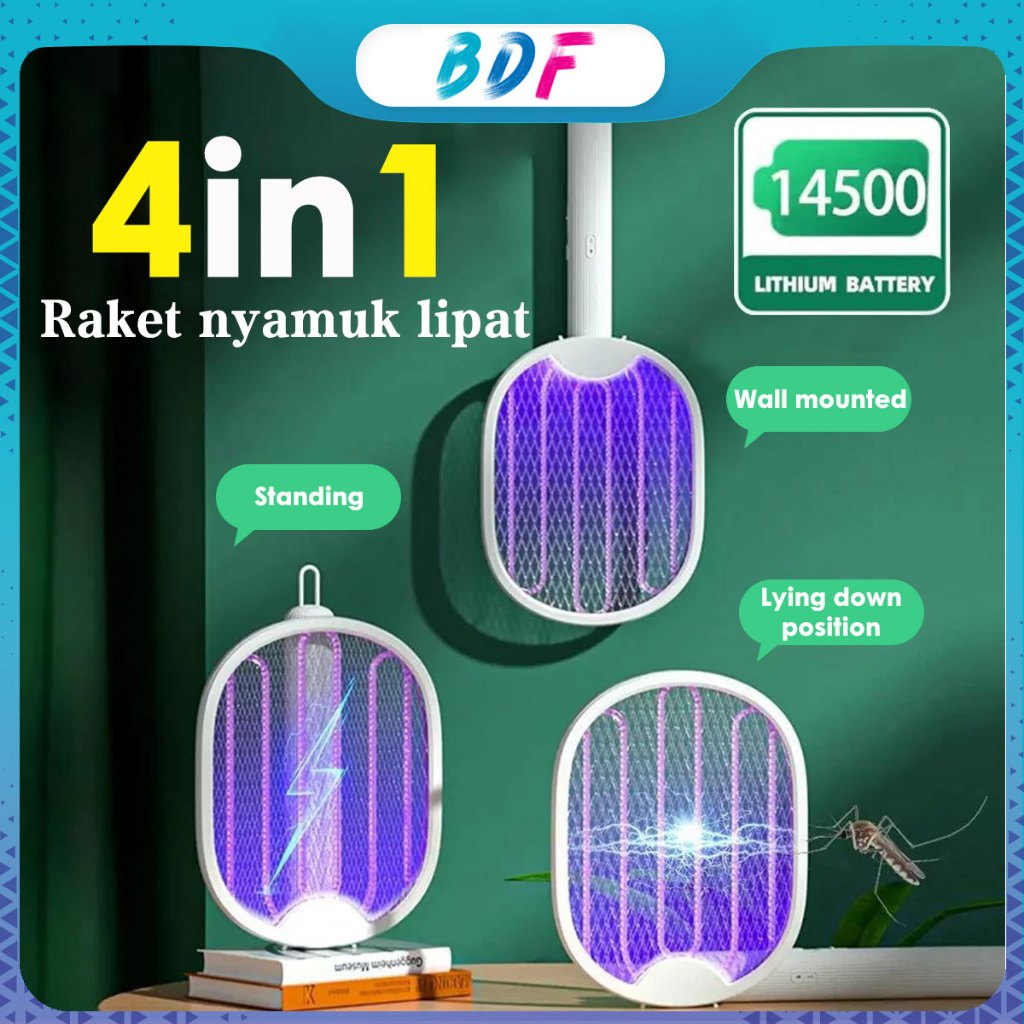 【COD】 BDF Deformasi Lipat 180° Hit Electric Nyamuk/Raket Nyamuk 4 in 1 Elektrik Charger Usb Insect K