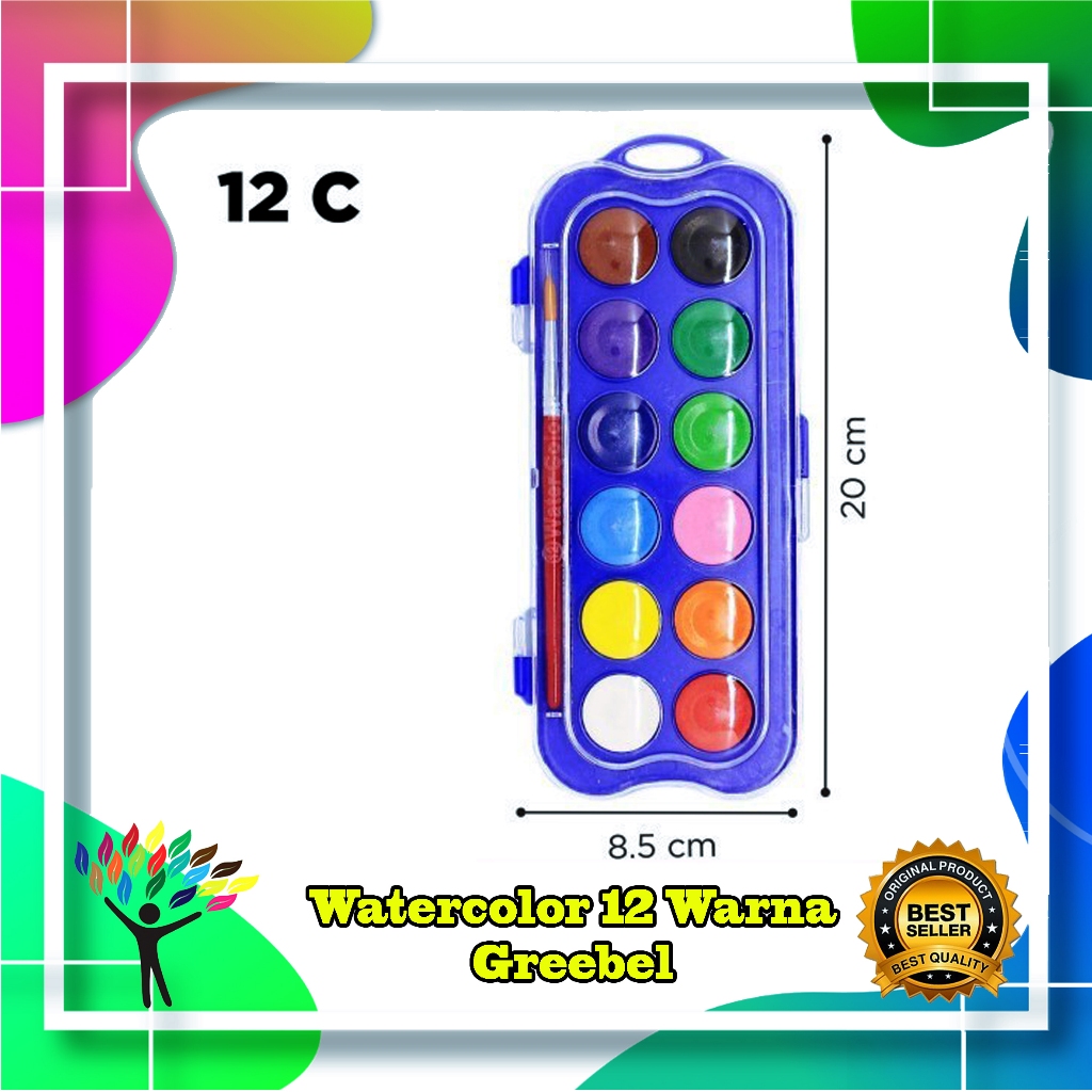 

Greebel Watercolor Cake 12C - 24C - 36C - 48C - Cat Air Greebel Free Kuas Lukis