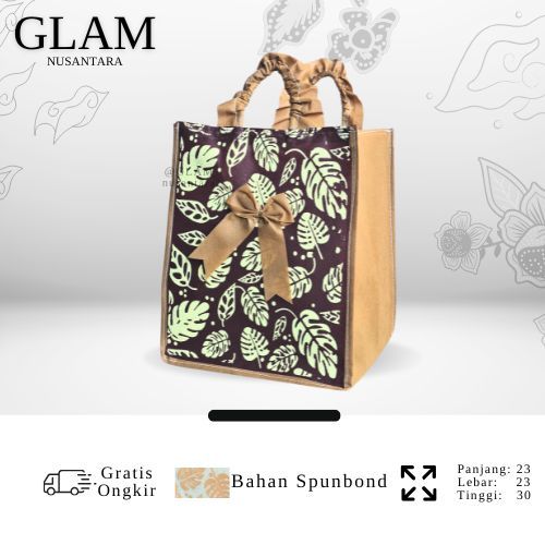 

(Satuan) Tas Hajatan Kotak Monstera Nusantara - Souvenir Elegan - Box 22 - Ecer / Satuan