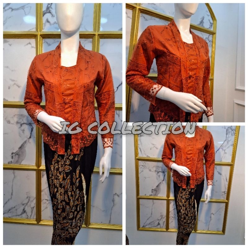 Kebaya kutu baru pendek wisuda-Kebaya kutu baru pendek brokat premium-kebaya kutu baru wisuda terbar