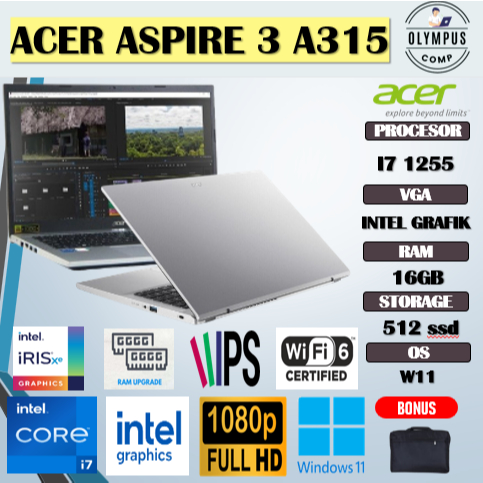 ACER ASPIRE 3 A315 I7 1255 16GB 1TBSSD 15.6FHD IPS