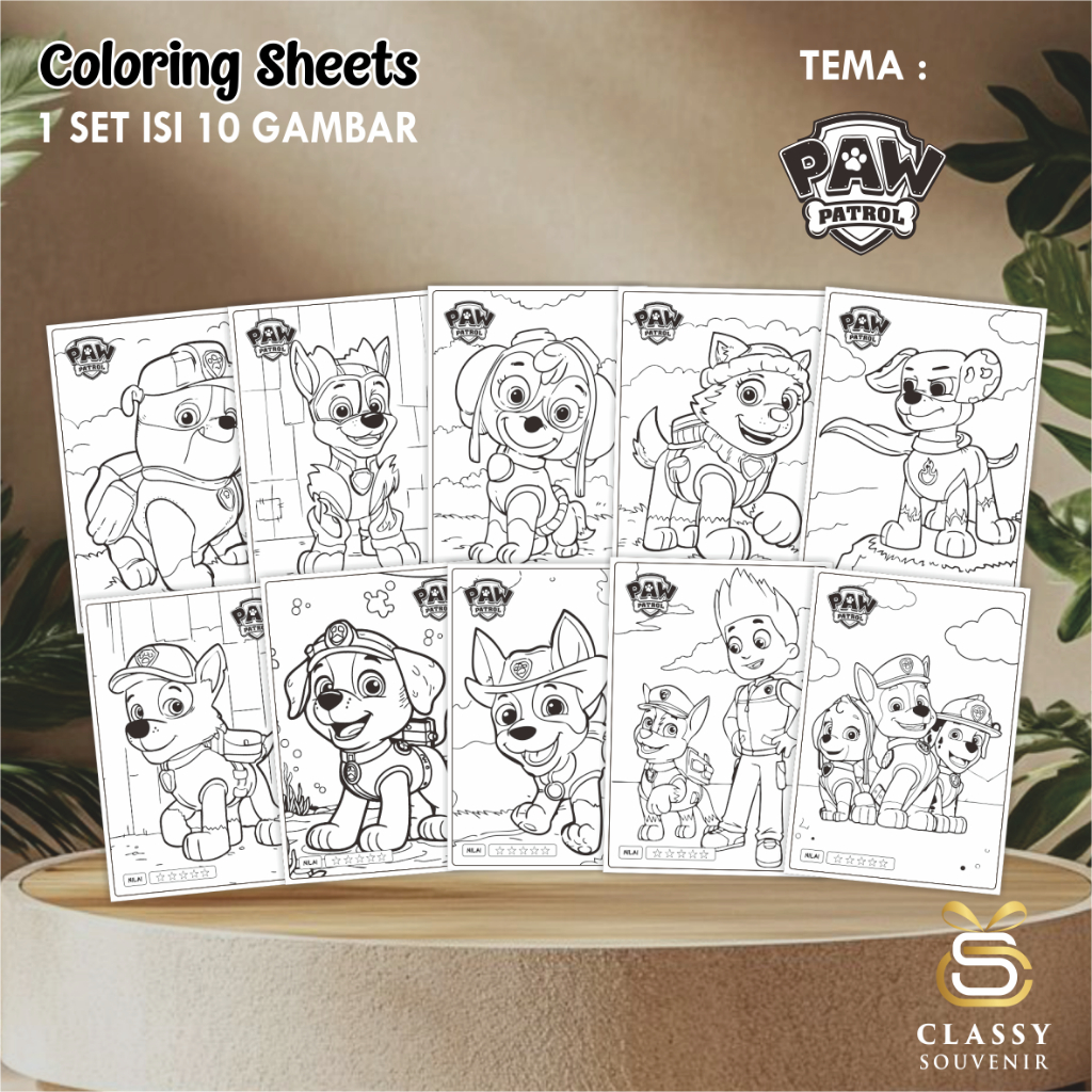

LEMBAR GAMBAR MEWARNAI ANIMASI ANAK - KERTAS MEWARNAI ANAK 1 SET ISI 10 LEMBAR GAMBAR - COLORING SHEETS FOR KIDS- PAW PATROL