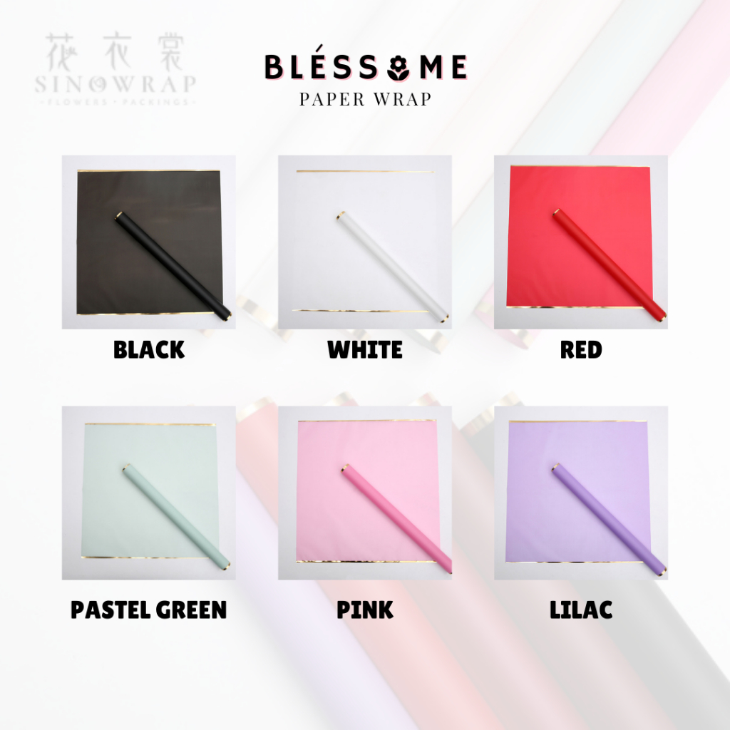 

(5 LEMBAR) Flower Wrapping Paper List Gold / Gold Side / Two Edge Gold Frame Flower Wrapping / List Emas Kertas Buket Bunga Florist Cellophane Pembungkus Kertas Bouquet