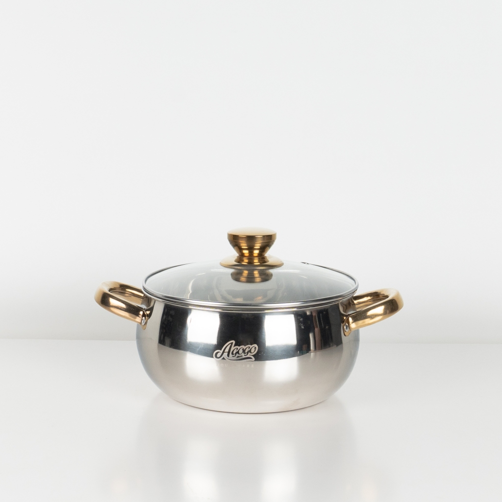 Agogo Soup Pot Silver & Gold 20-24cm Stainless Steel