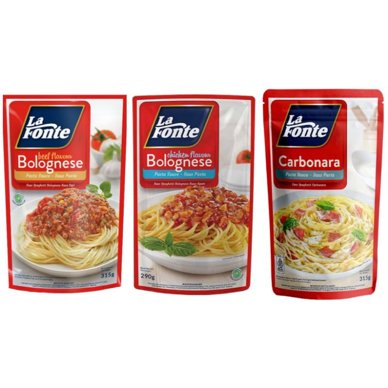 

La Fonte Saus Pasta Bolognese beef Chicken carbonara