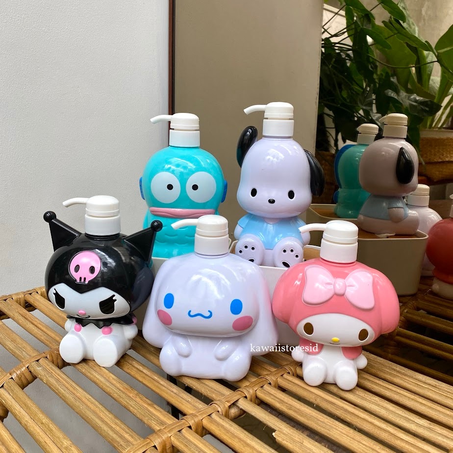 Pump Dispenser Tempat Sabun Cair Shampo Lotion Karakter Kuromi Cinnamorol Melody Perlengkapan Rumah 