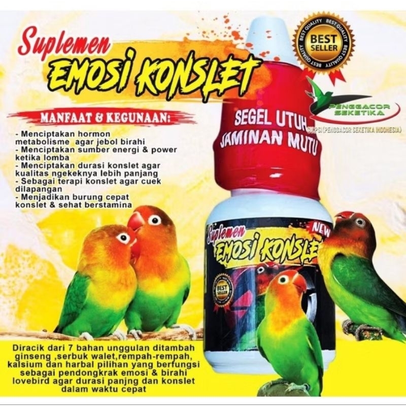 SUPLEMEN EMOSI KONSLET VITAMIN LOMBA BURUNG LOVEBIRD KONSLET