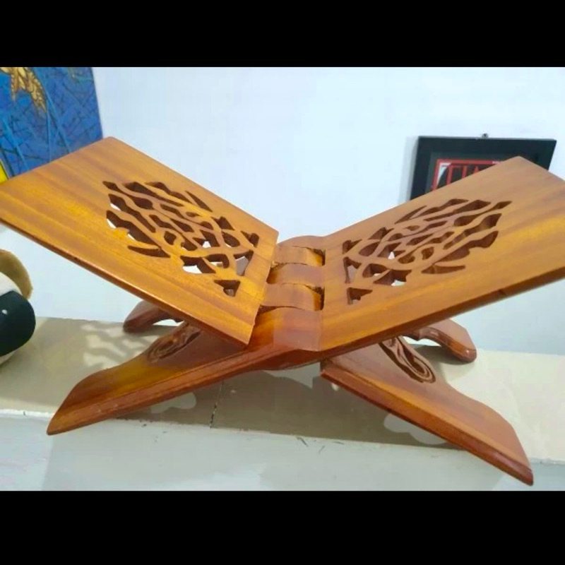 Rekal Alquran Tatakan Alquran Dudukan Alquran Motif Marmer Model Ukir Lebar 18cm Lekar alquran Rekal